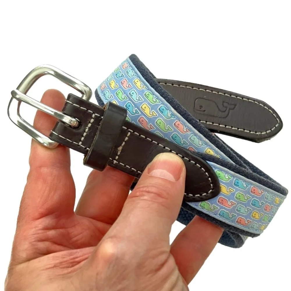 Vineyard Vines Bungee Belt Pastel Whale SIZE 28 Boys' Classic Whale Canvas Belt